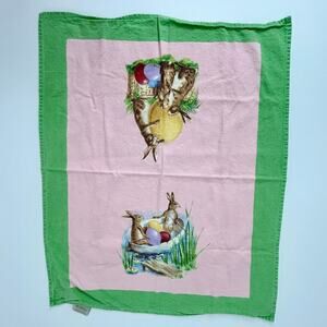 Williams Sonoma Towel Bunny Easter Eggs Kitchen Made in Italy Linen Cotton 30X20